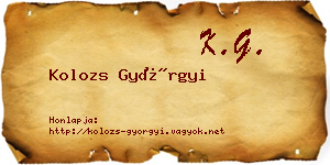 Kolozs Györgyi névjegykártya